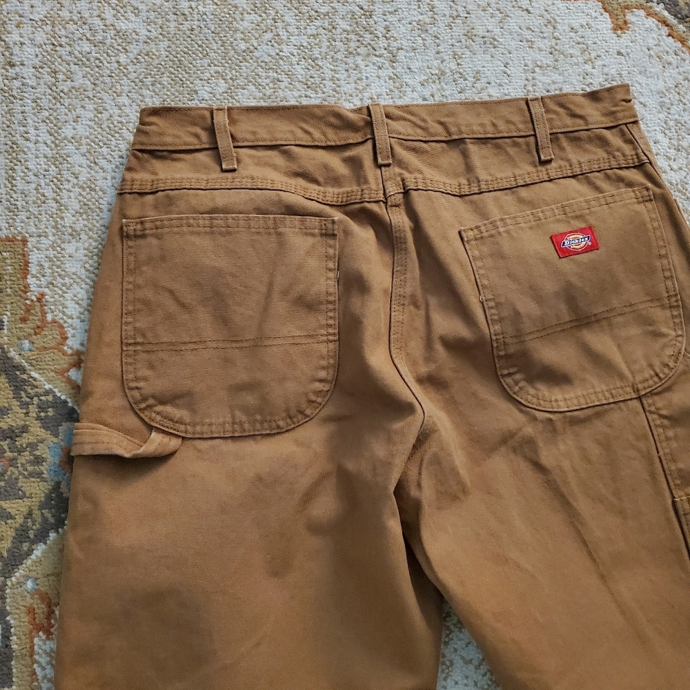 DICKIES Camel Canvas Carpenter Pants Workwear Dungarees 36 X 30 - Picture 5 of 9